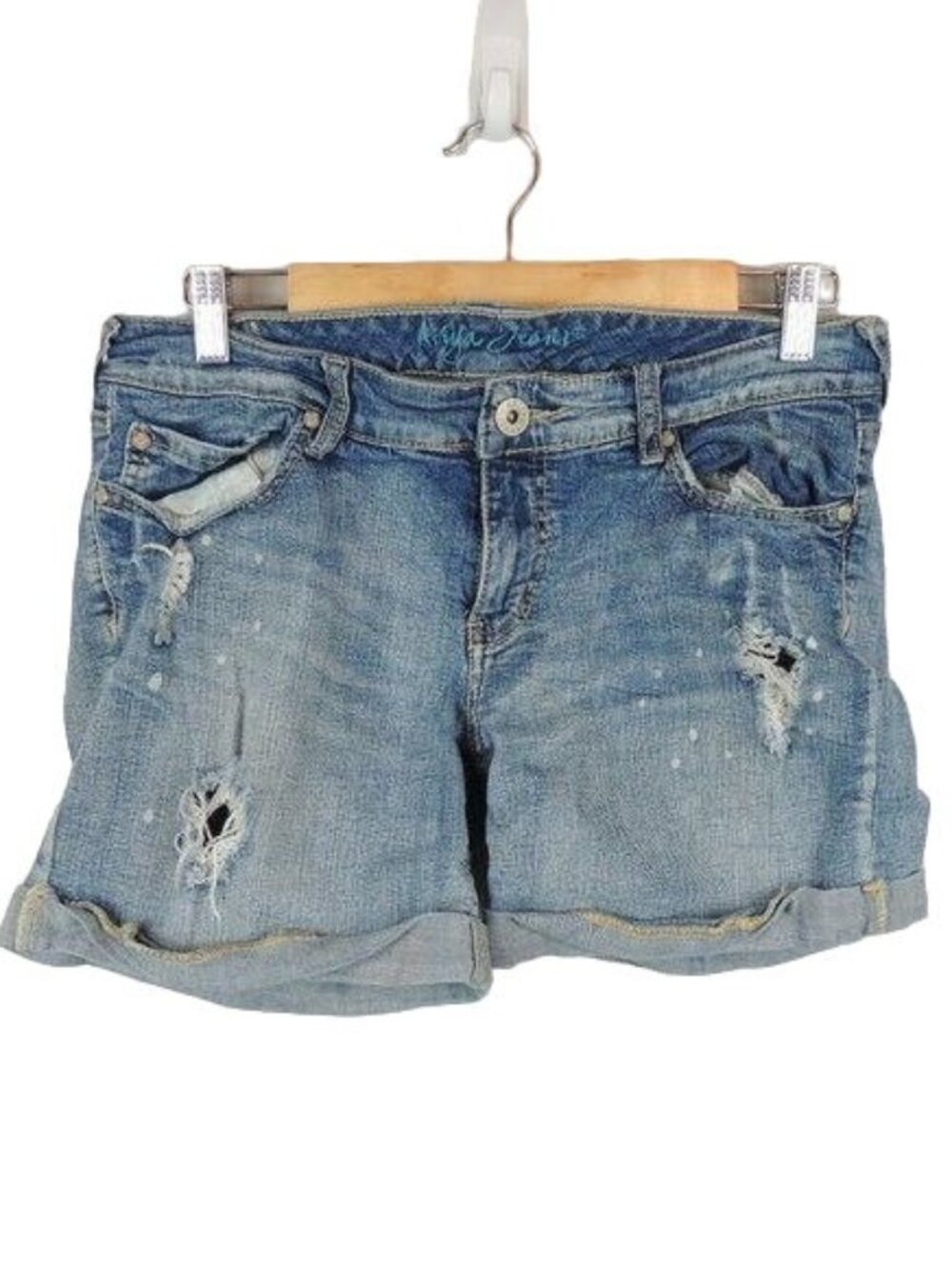 Ariya Jeans Cuffed Distressed Medium Wash Jean Shorts Size 11/12